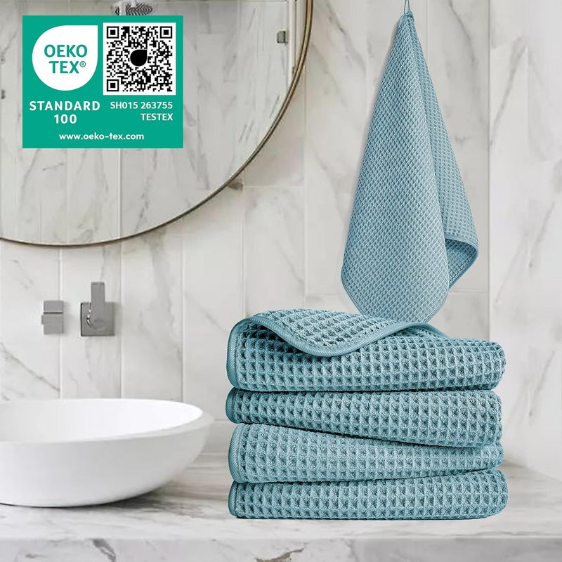 Polyte 430 GSM Microfiber Lint Free Hand Towel, 16 x 30 in, 4 Pack (Waffle Weave) - Image 2